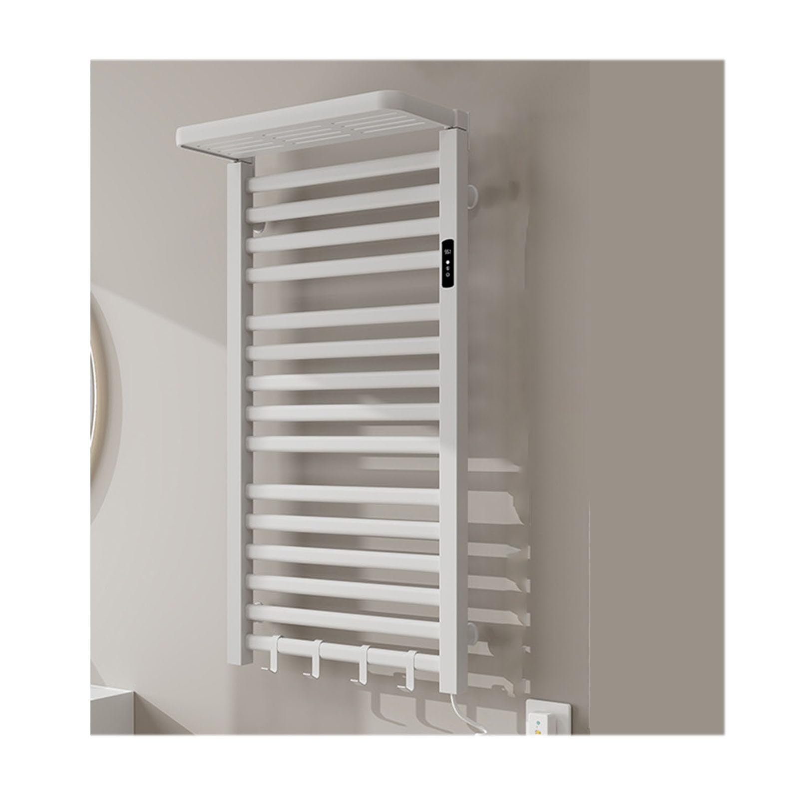 Porte-serviettes chauffant mural aluminium minuterie sèche-serviette blanc salle de bain