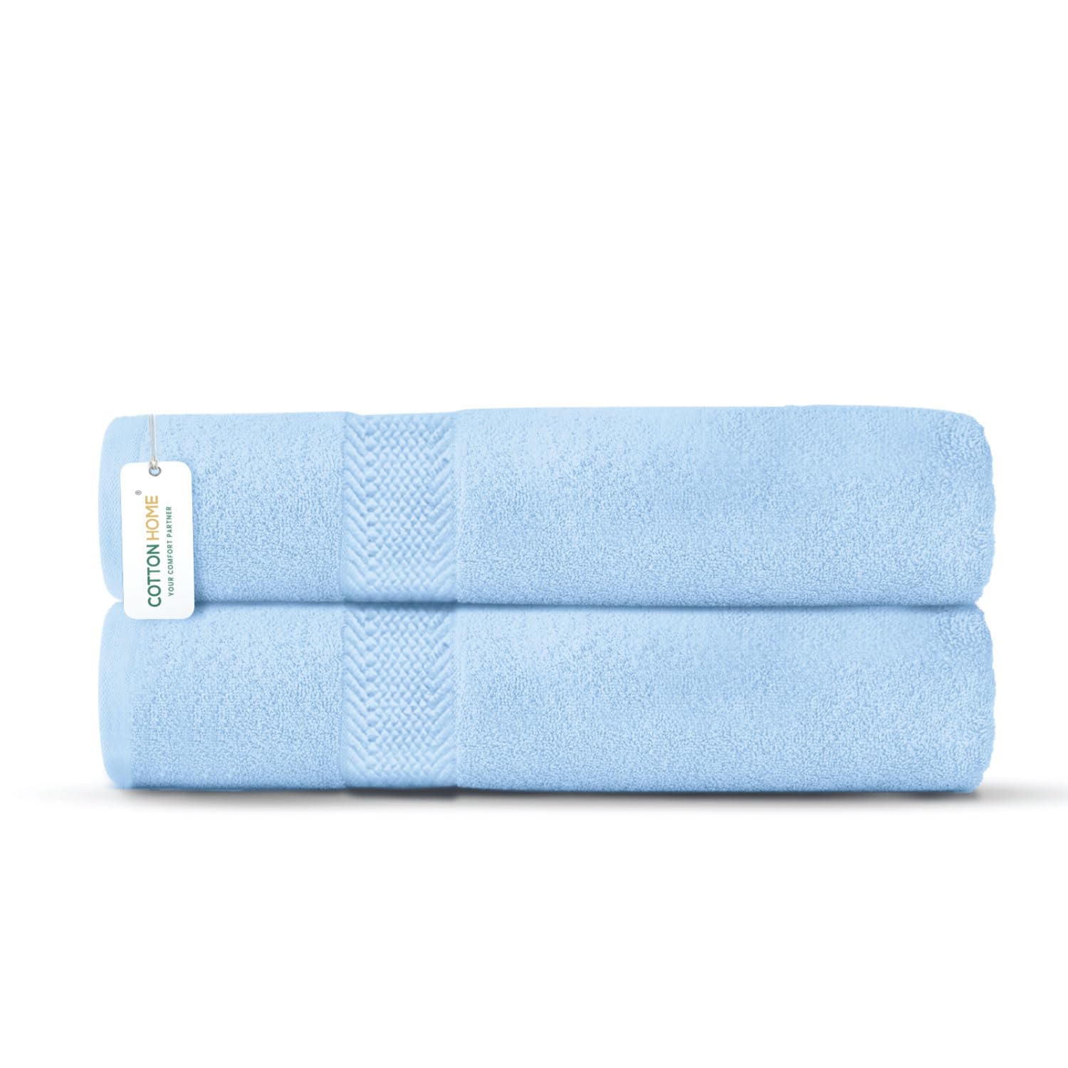 Cotton Home Rest Bath Towel- Set of 2 Sky Blue, Cotton Towel | 70x140cm / 27x55 inch, Luxury Hotel Towel Set Absorbent Durable Lightweight Washable Quick Dry Spa Quality Beach Pool Family Bath Towel.
