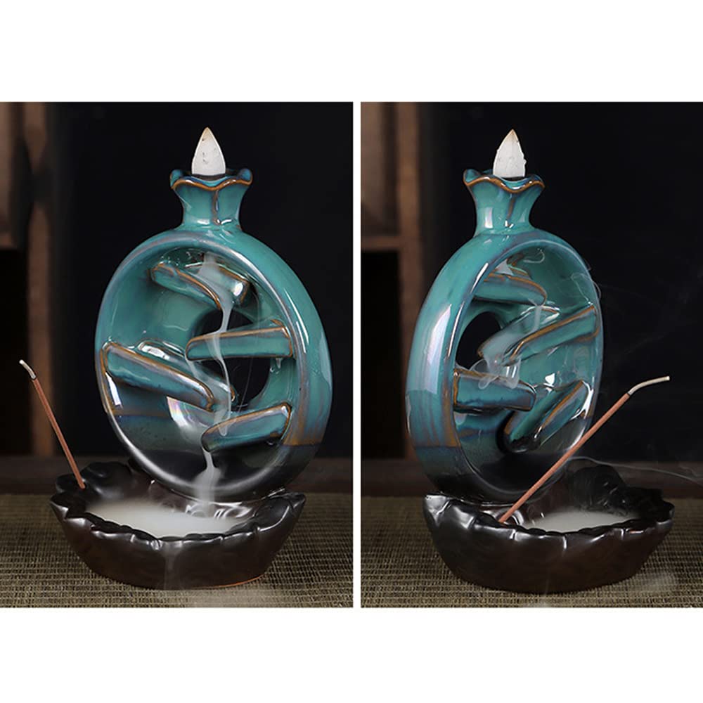 Bruciatore di incenso a riflusso Porta cono di incenso a cascata Incensiere in ceramica con statua di drago per la decorazione dello yoga  15