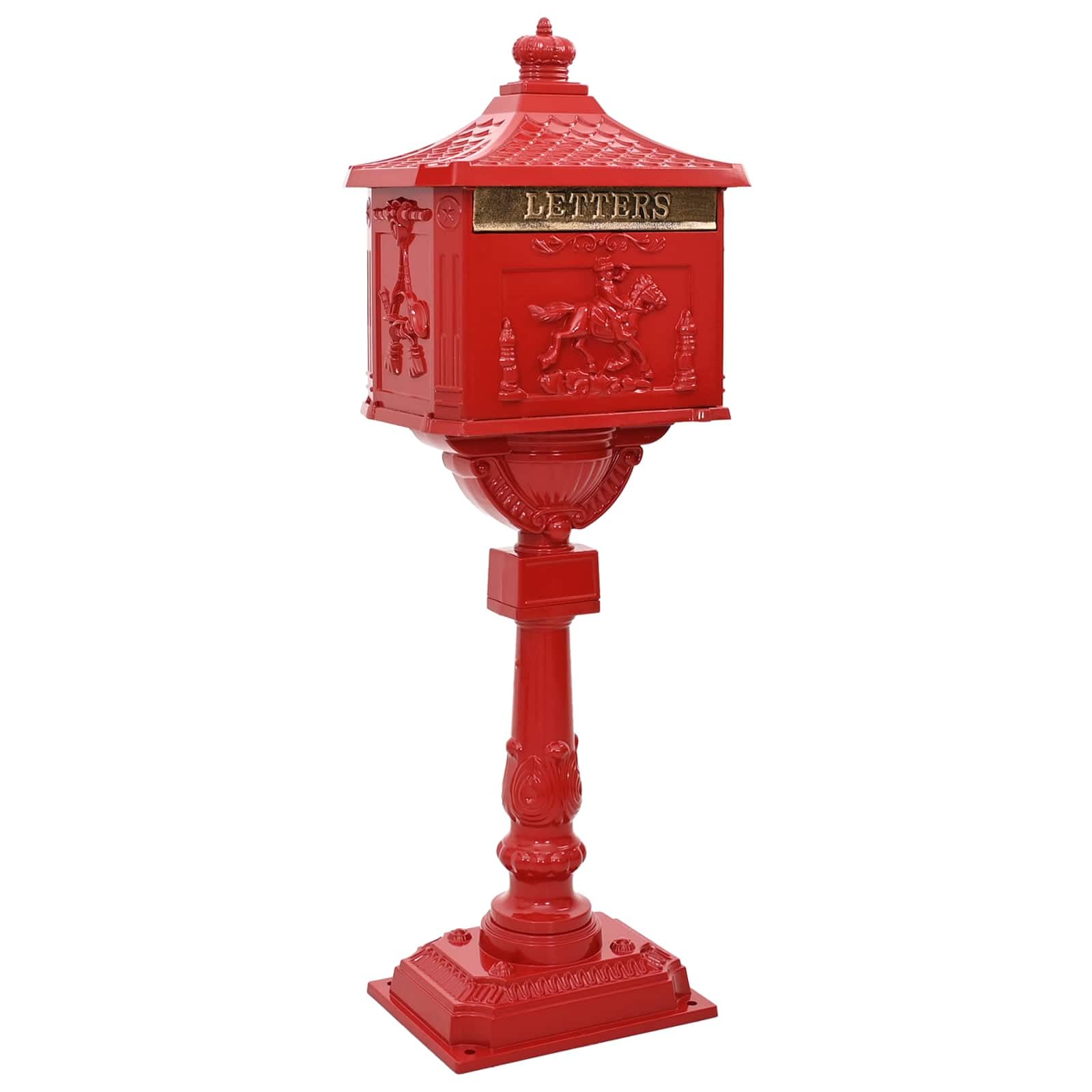Generisch Stehender Briefkasten Rot 42,5 x 29,5 x 117 cm Gussaluminium,Heim Garten,Dekoration,Briefkästen-42023494