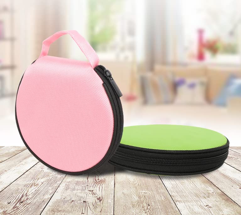 Losuya Portable 20 Capacity CD DVD Disc Storage Case Bag Wallet for Car Home Office Use (Pink) - Image 3