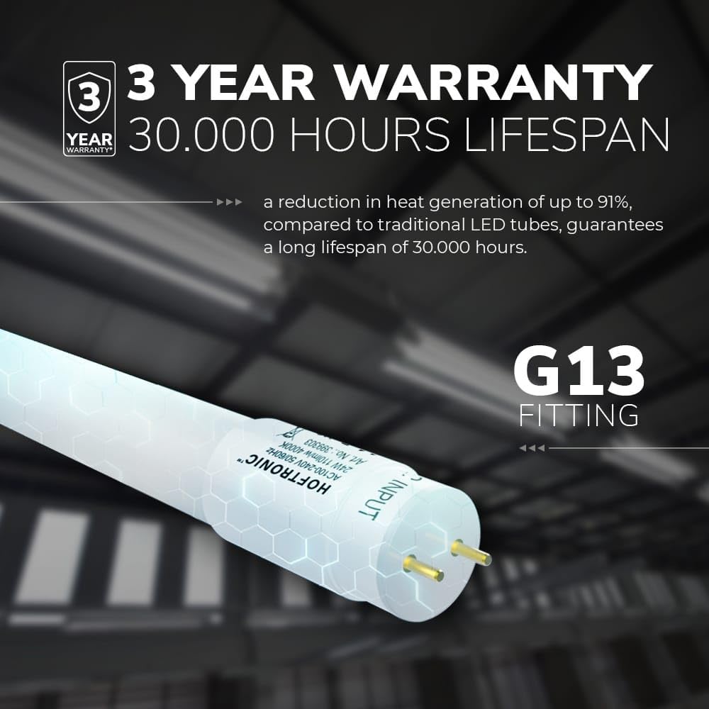 HOFTRONIC - 10er set LED Röhre 60cm 9 Watt T8 G13 LED Leuchtstoffröhre Flimmerfrei Kaltweiß 6000K Tube Röhrenlampe 990 Lumen Lebensdauer: 30.000 Stunden 110lm/W Bright