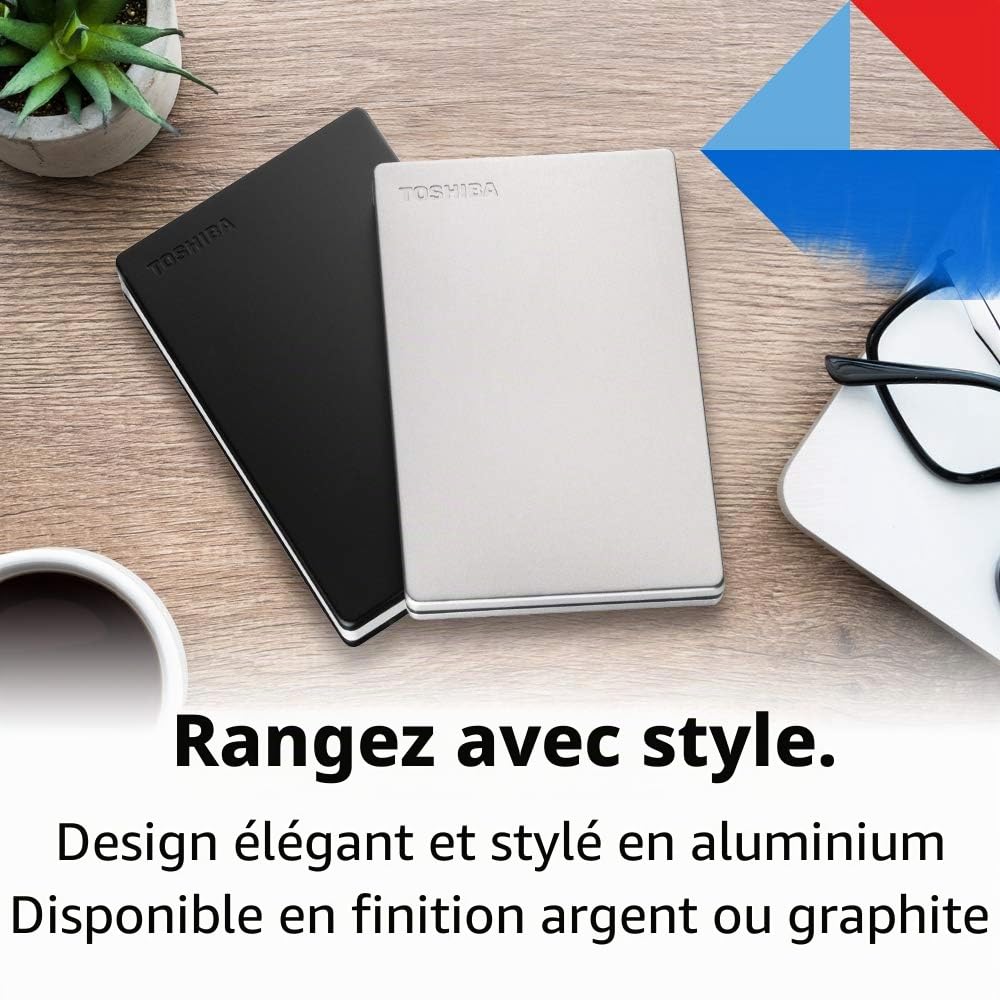 Toshiba Canvio Flex HDTX140XSCCA Disque dur externe USB 3.0 pour PC, Mac, et tablette Argenté 4 To