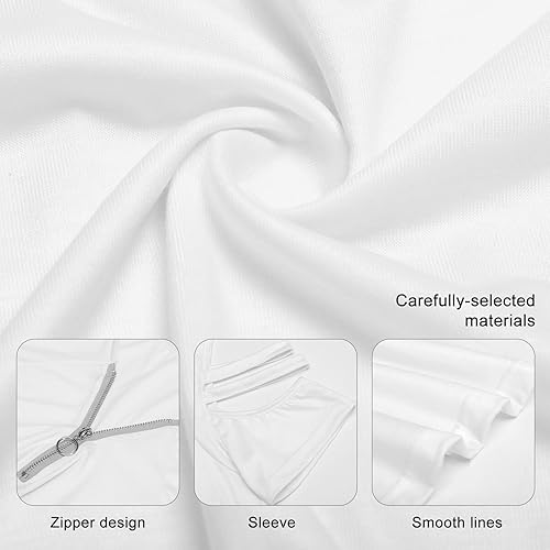 Miniatura 6 de Camisa de manga corta con estampado de bandera de Cuba en papel arrugado para mujer, con hombros descubiertos, casual, cuello en V, con cremallera,