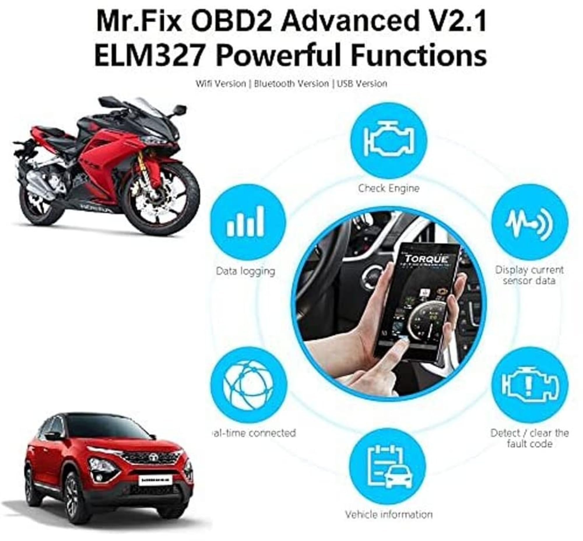 Advanced OBD Bluetooth Auto Scanner Diagnostic Tool