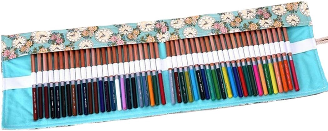 Amoyie Roll Up Pencil Case for 36 Coloured Pencils, Foldable Colouring Pens Organiser Bag Kids, Artist Wrap, Canvas Holder - Image 4