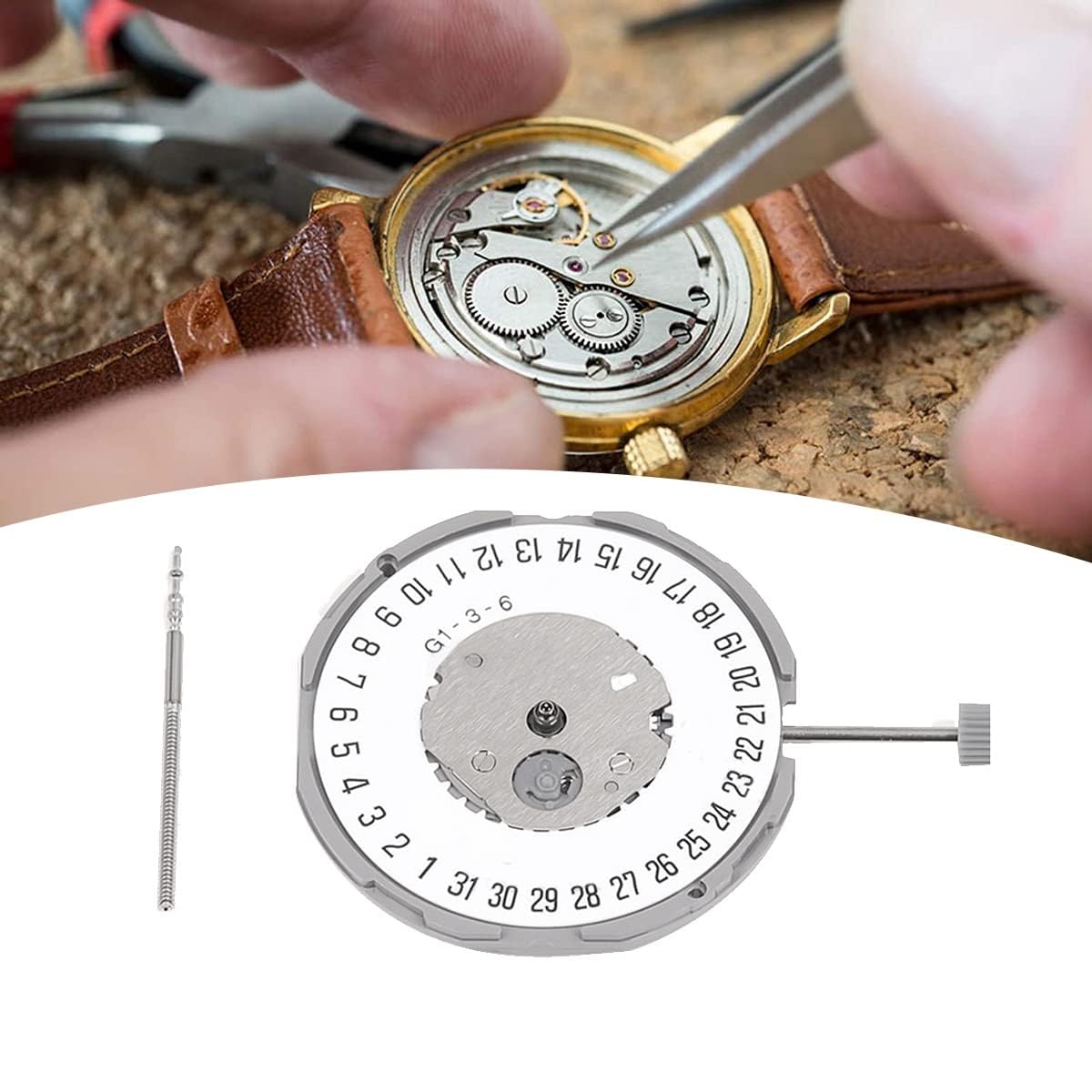 Pieza de Repuesto para Movimiento mecánico de Reloj GM12 de Alta precisión, con indicador de Fecha a Las 6 en Punto y diseño de Tres Agujas.