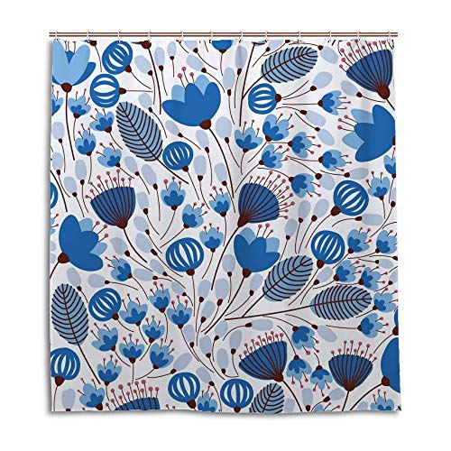 Rideau de douche imperméable fleurs bleues pour une ambiance spa