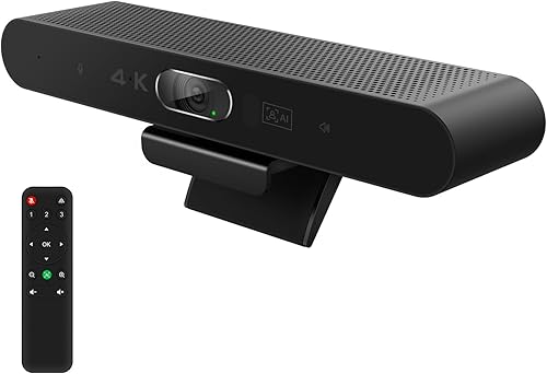 Cámara de sala de conferencias de audio y video 4K Pro con control remoto para Windows TV, cámara web HD alimentada por IA con micrófono y altavoz