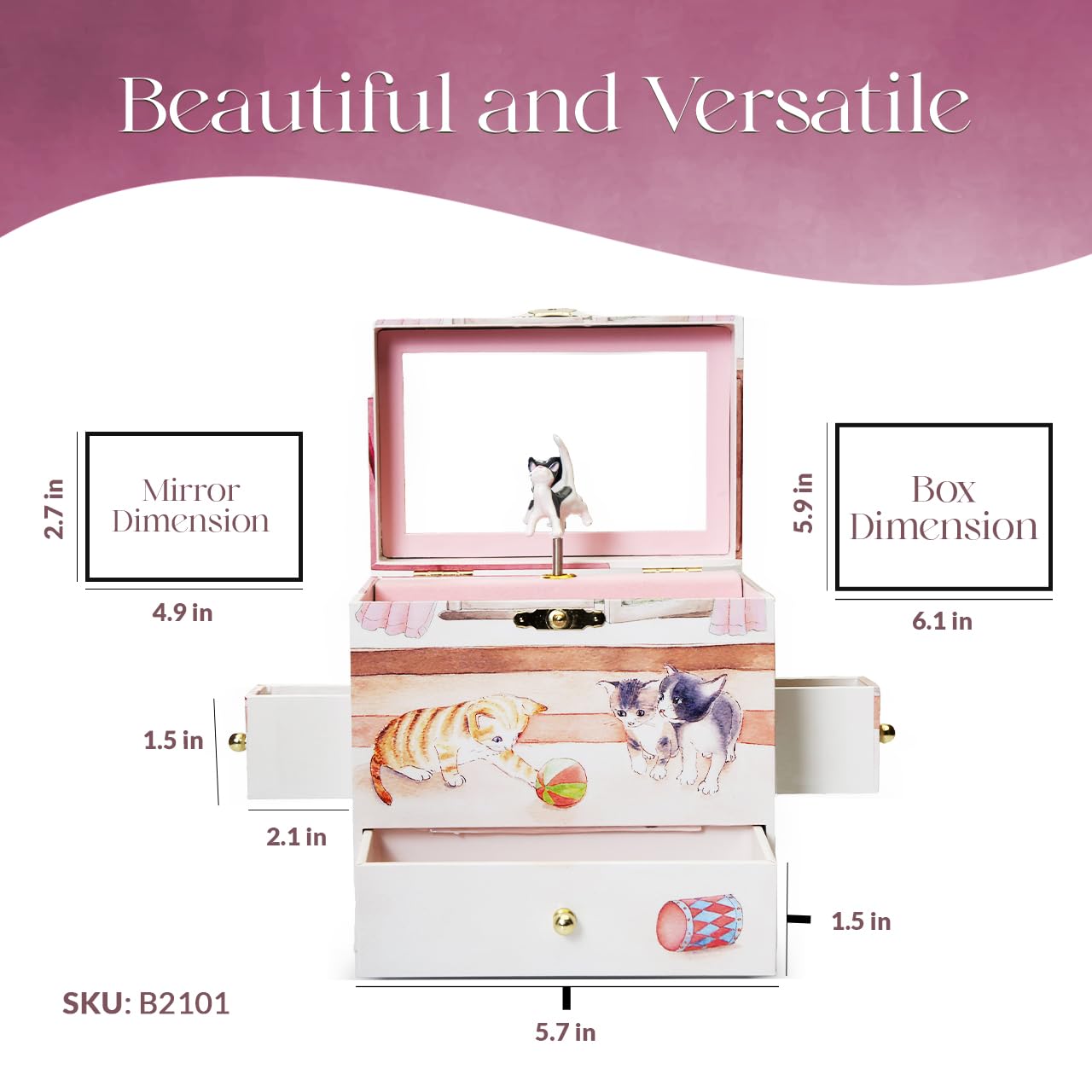Amazon.com: Enchantmints Curious Kittens Musical Jewelry Box Cat