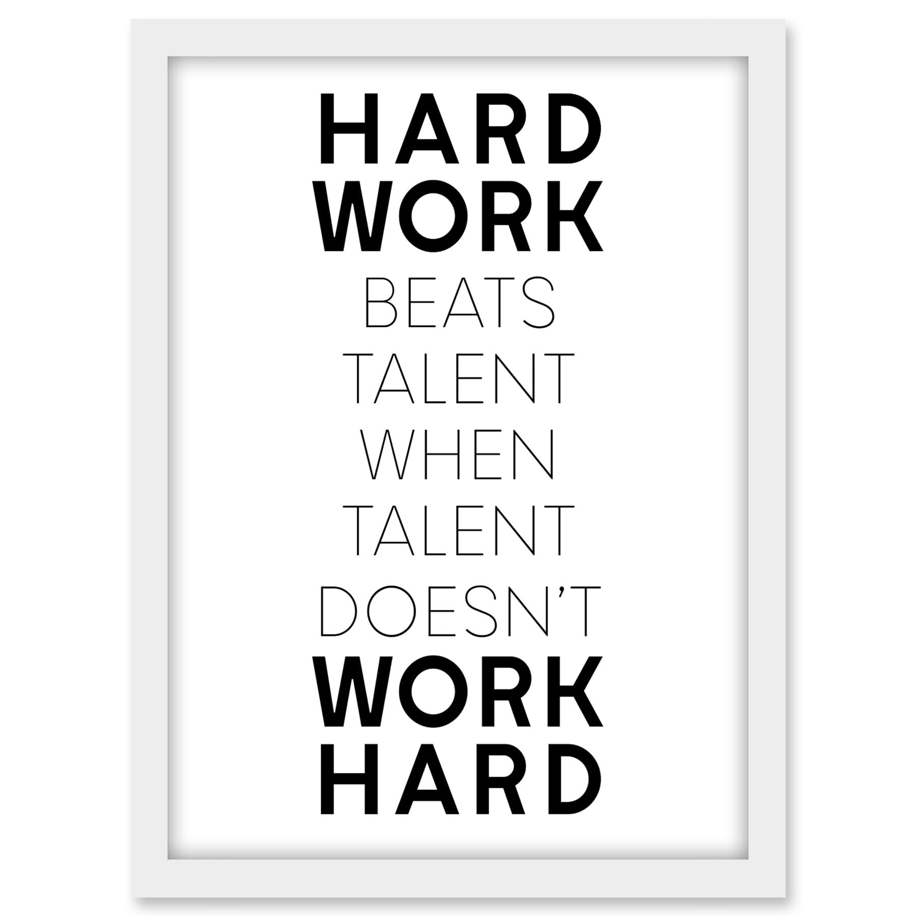 Artery8 Gym Motivation Hard Work Beats Talent Inspirational Exercise Wall Art Artwork Framed A3 Wall Art Print
