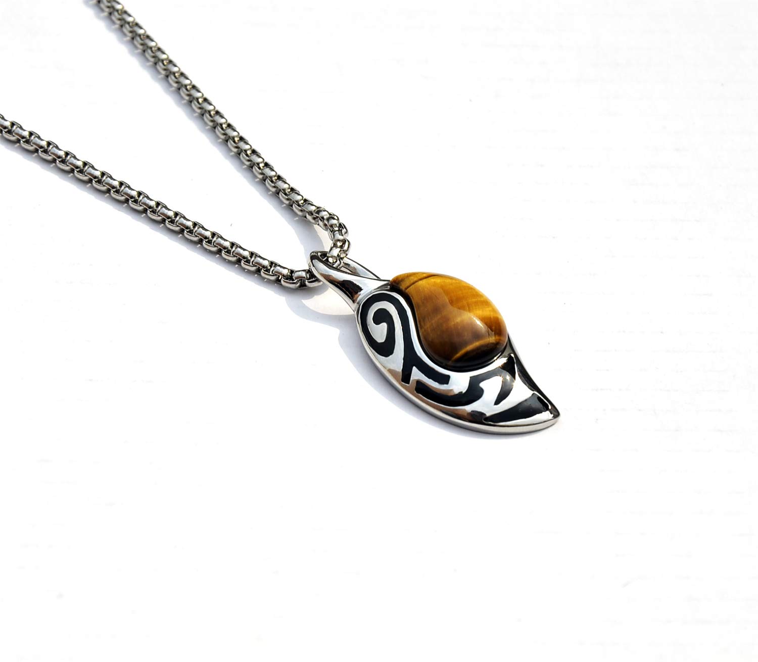 PAMTIER Collier pour Homme Femme Acier Inoxydable avec Pierre Pendentif en Forme de Larme Collier