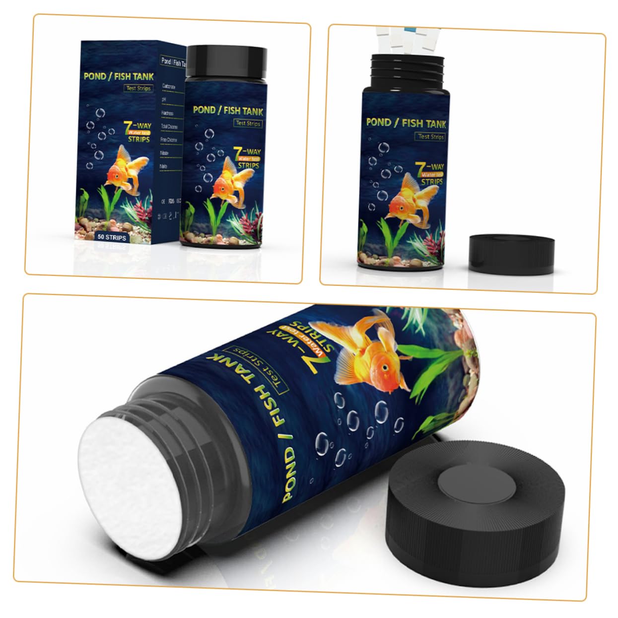 Alipis 4 Sätze Teststreifen Für Die Wasserqualität Testen Pool Teststreifen Aquarium Bausatz Erkennung Fisch Tank Aquarienwasser 7-wege-poolwassertester Pvc 50 Stück * 4