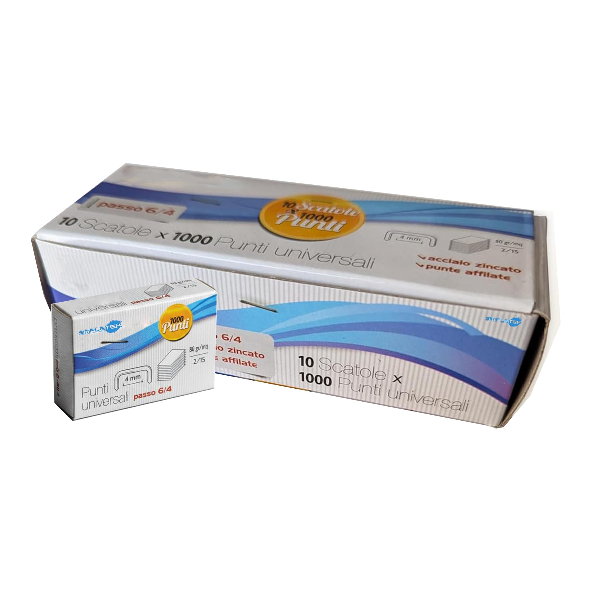 SIMPLETEK - 1000 punti metallici (6/4) — passo 6 mm gamba 4 mm | Compatibile con Zenith 548 500 130E | confezione da 10.000 pezzi