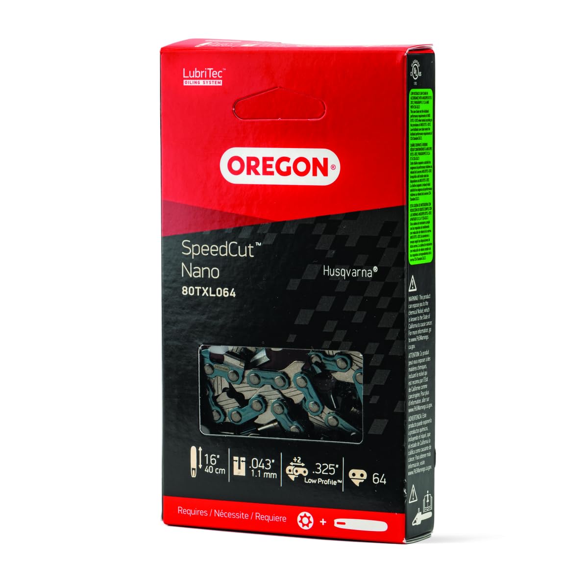 Oregon 80TXL064G Speedcut Nano Chaîne de tronçonneuse 64 maillons d'entraînement 0,825 cm Calibre 109,2 cm