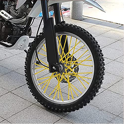 Image of 72 PCS Universal Spoke Skins Motorcycle Dirt Bikes Colorful Protective Trim Wrap Cover Wheel Guard for Yamaha Kawasaki Suzuki(Yellow)