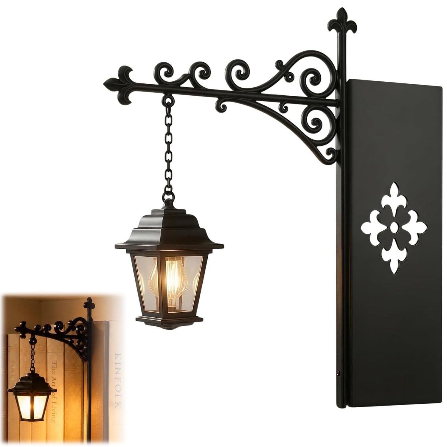 Library Lantern Bookshelf Lamp, Vintage Lantern-Decorative LED Nightlight