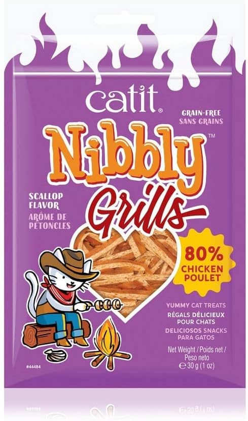 Catit Nibbly Grills, Grain-Free Cat Treat, Chicken & Scallop Recipe, 1.06 oz.