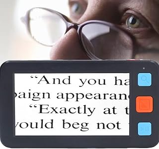 Portable Digital Magnifier Electronic Reading Aid 5.0 inch w/Foldable Handle for Low Vision Color Blindness 4X-32X Times, Modes 5 Levels for Brightness,Black