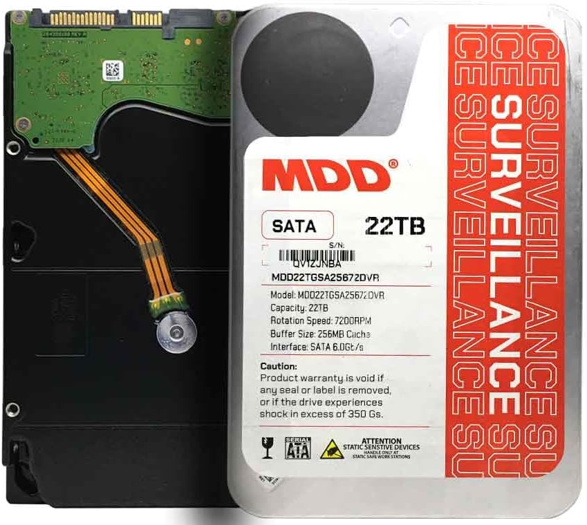 MDD (MDD22TSATA25672DVR) 22TB 7200RPM 256MB Cache SATA 6.0Gb/s 3.5inch Internal Surveillance Hard Drive - 3 Years Warranty (Renewed)