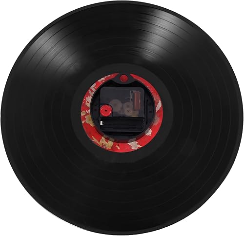 Miniatura 2 de YHJIC Reloj de pared de cuarzo, redondo, retro, diseño artístico, cocina, sala de estar, decoración del hogar, vinilo, color azul + negro