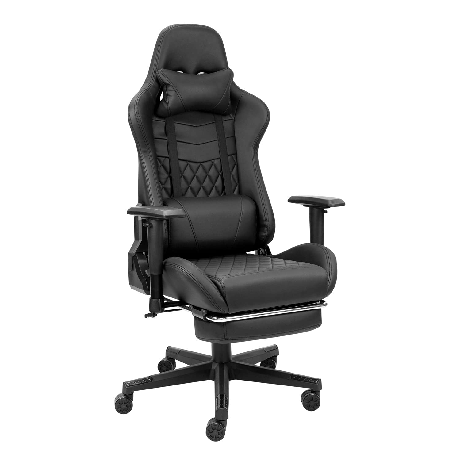 Silla Gaming de Ordenador Dark con Reposapiés y Asiento de Nylon Color Negro