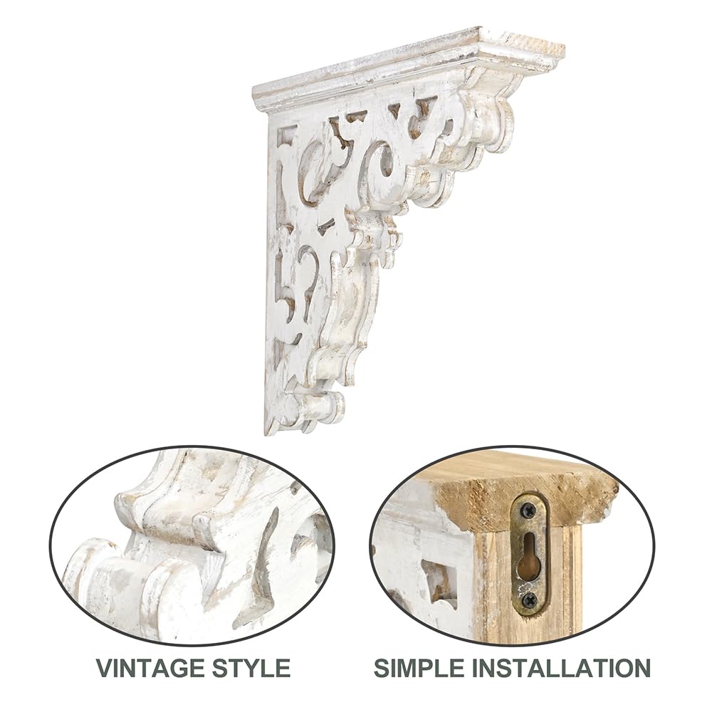 Set of 2 Corbels for Shelves Wood Corbels Decorative Shelf Brackets