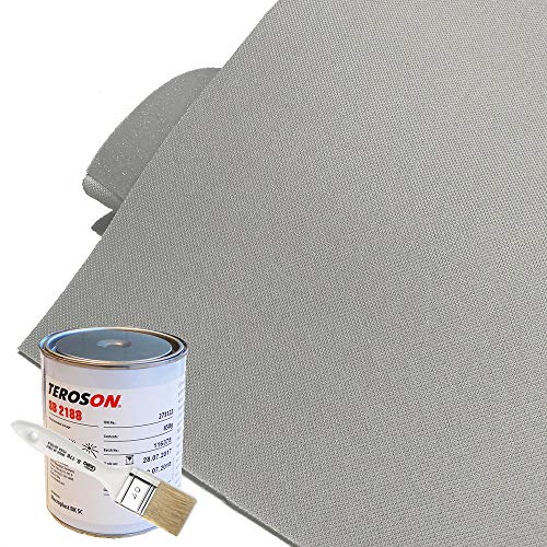 AE AUTO EQUIPE Kit de Tela Cielo para Coche Gris Jaspeado de Nido de Abeja Compatible con Golf/Audi + Pegamento de Alta Temperatura Henkel + Pincel Gratis 2 x 1.50 di Tessuto + 1 colla Grigio Sasso