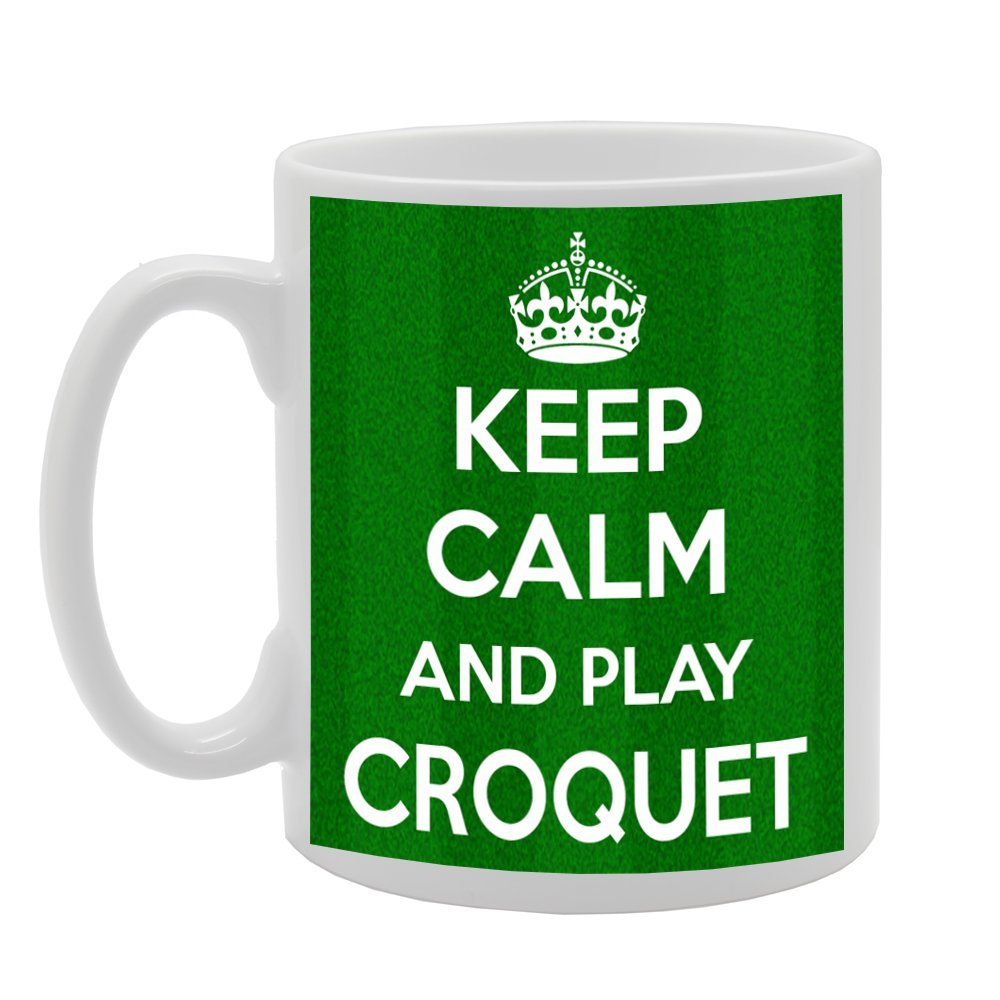 Coralgraph Inc Men's White Mg554 Keep Calm And Play Croquet Novelty Gift Printed Tea Coffee Ceramic Mug