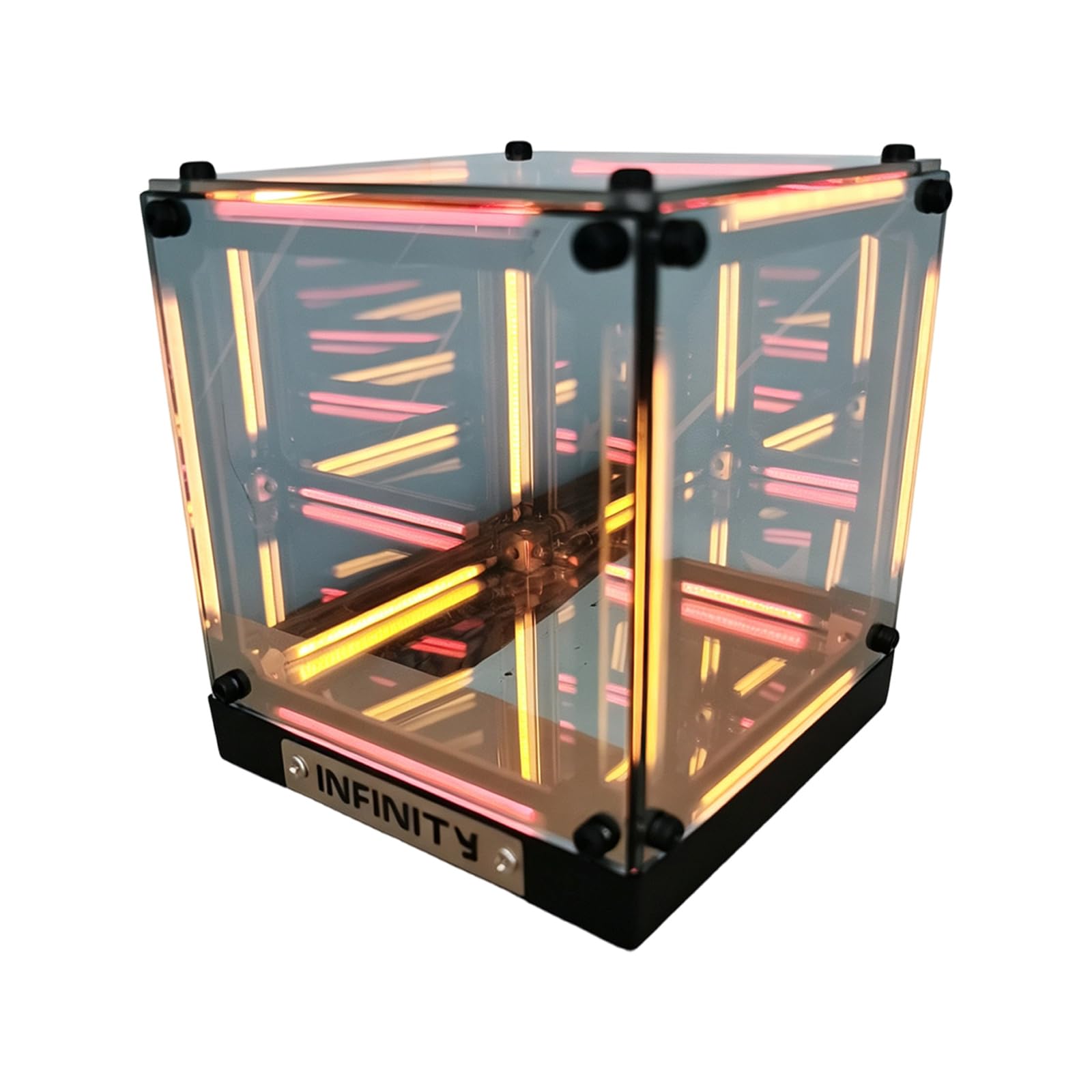 Drtlpmb Red And Yellow Gaming Setup Accent Lamp 3D Cube Rechargeable Type-C Mood Light, 8 Color Modes, Acrylic Abs Desktop Decor Display