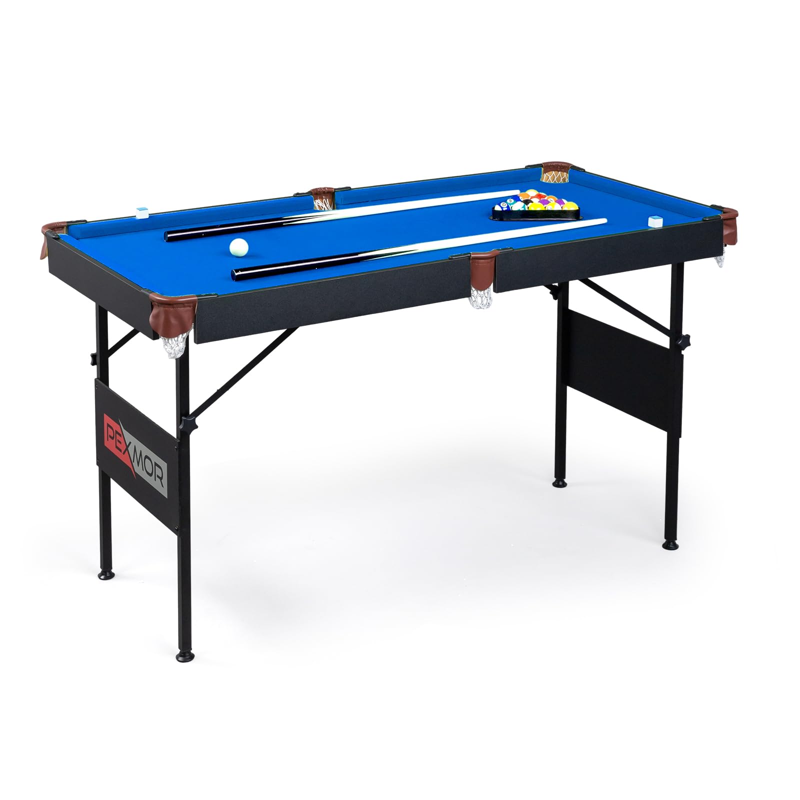 PEXMOR 55" Portable Folding Pool Table, 4.5ft Foldable Billiards Table for Kids & Adults, Pool Game Table with Cues, Ball, Rack, Brush, Chalk for Indoor & Outdoor