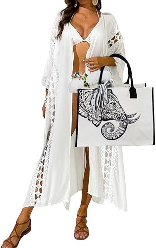 Miniatura 4 de Bolsas de lona grandes personalizadas, bolsas de playa reutilizables, regalos para mujeres, cumpleaños, con bolsillo interior, mandala