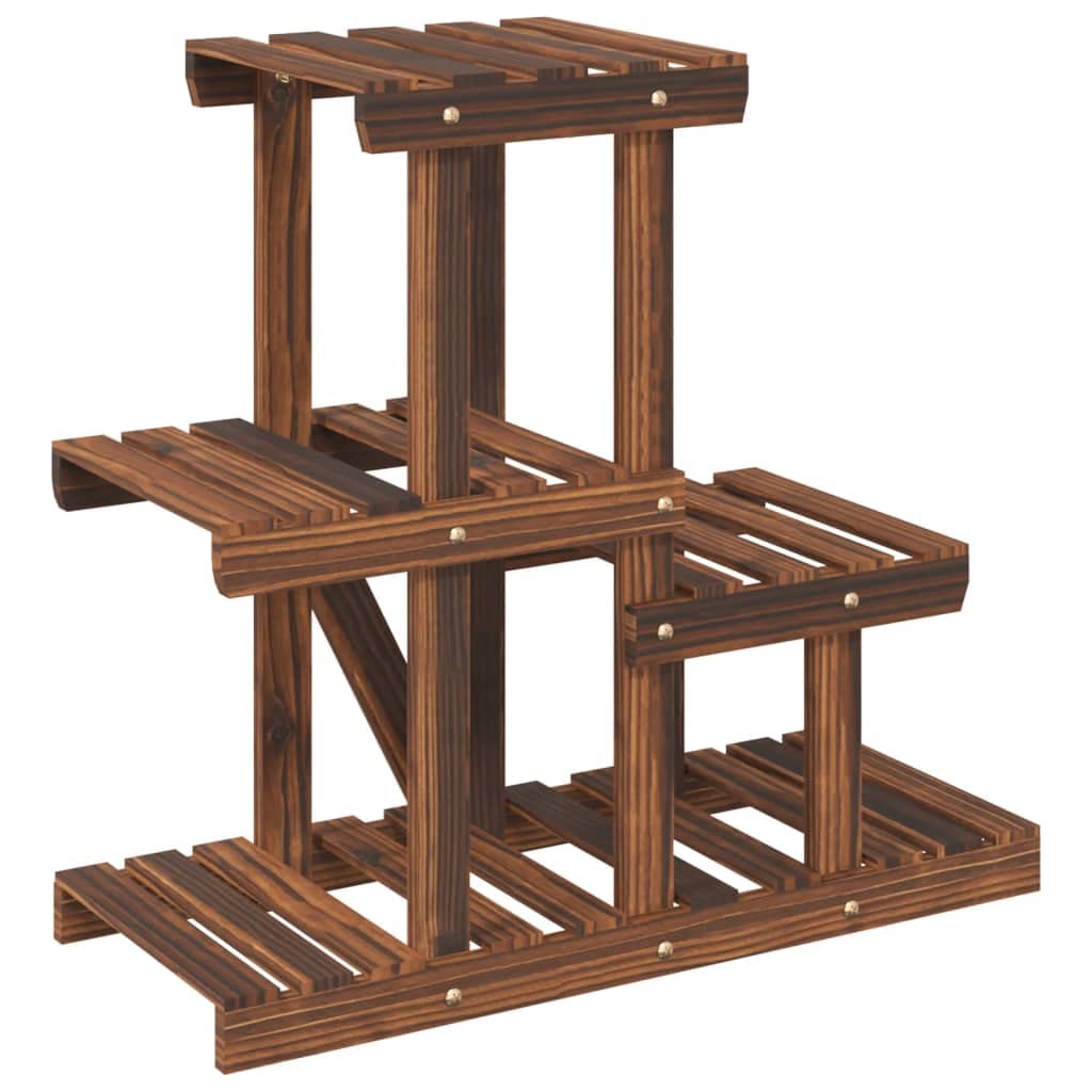 SYDE Supporto per fiori in legno di abete, 58 x 25 x 51 cm | Carbonizzato artigianale, resistente all'umidità, uso interno ed esterno, fissaggio a parete incluso