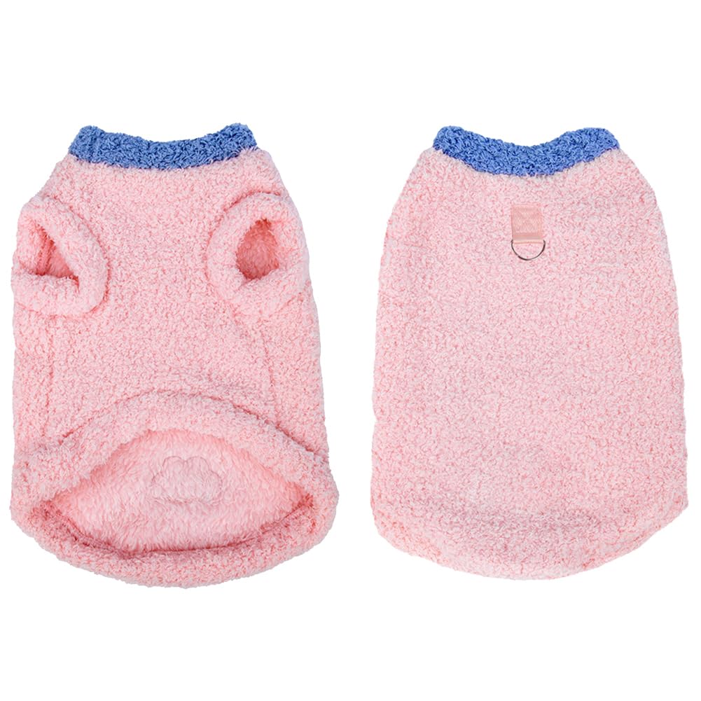 Soft Warm Jumper, Winter Warm Plush Sweatshirt for Small Cat & Dog, Pet Sweater Vest,Pink,XS — image 1