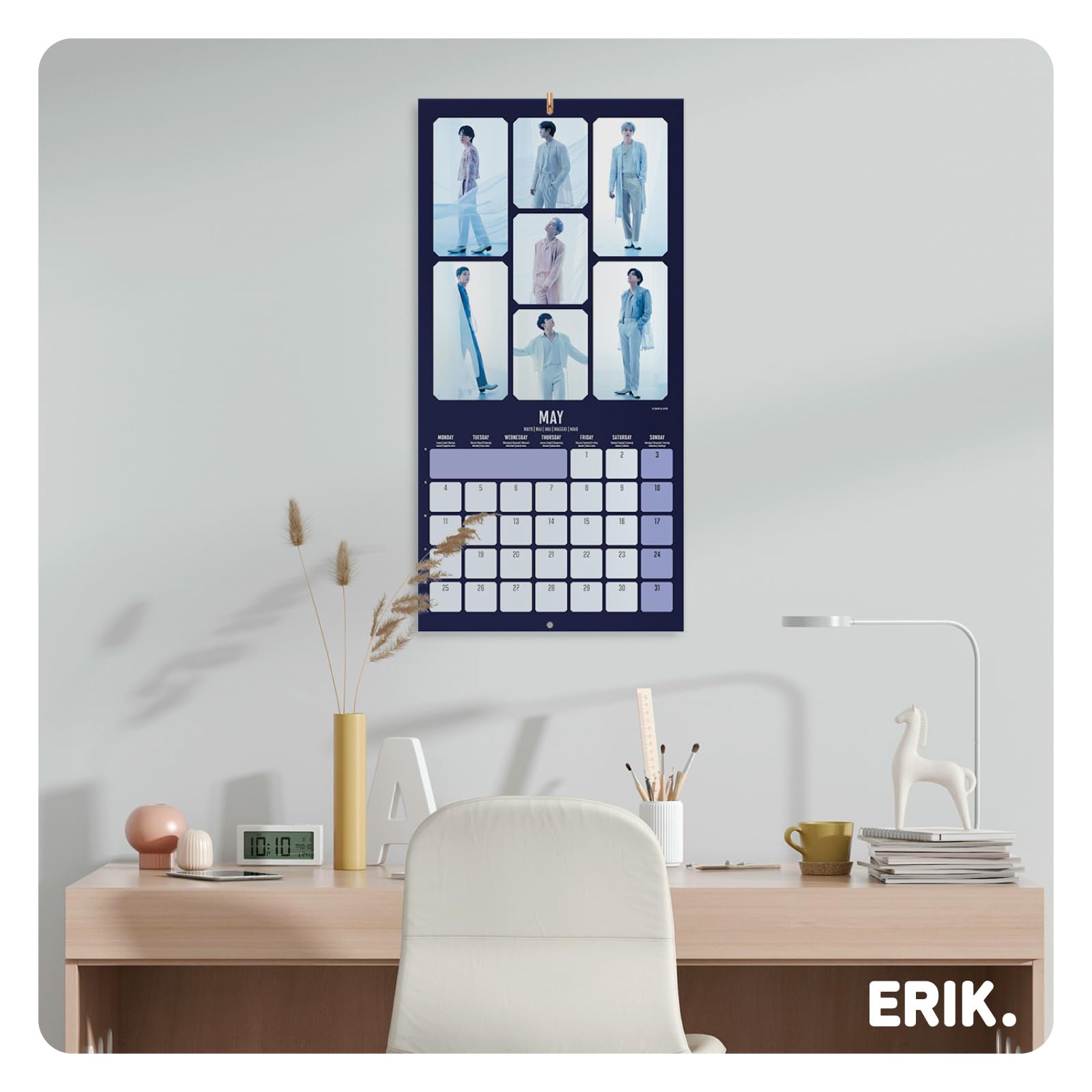 Grupo Erik Wall Calendar 2026 - BTS Calendar 2026 Official | Square 30 x 30 cm - 12 x 12 inches Wall Planner, Family Planner Month To View | Merchandise BTS Gifts For Friends