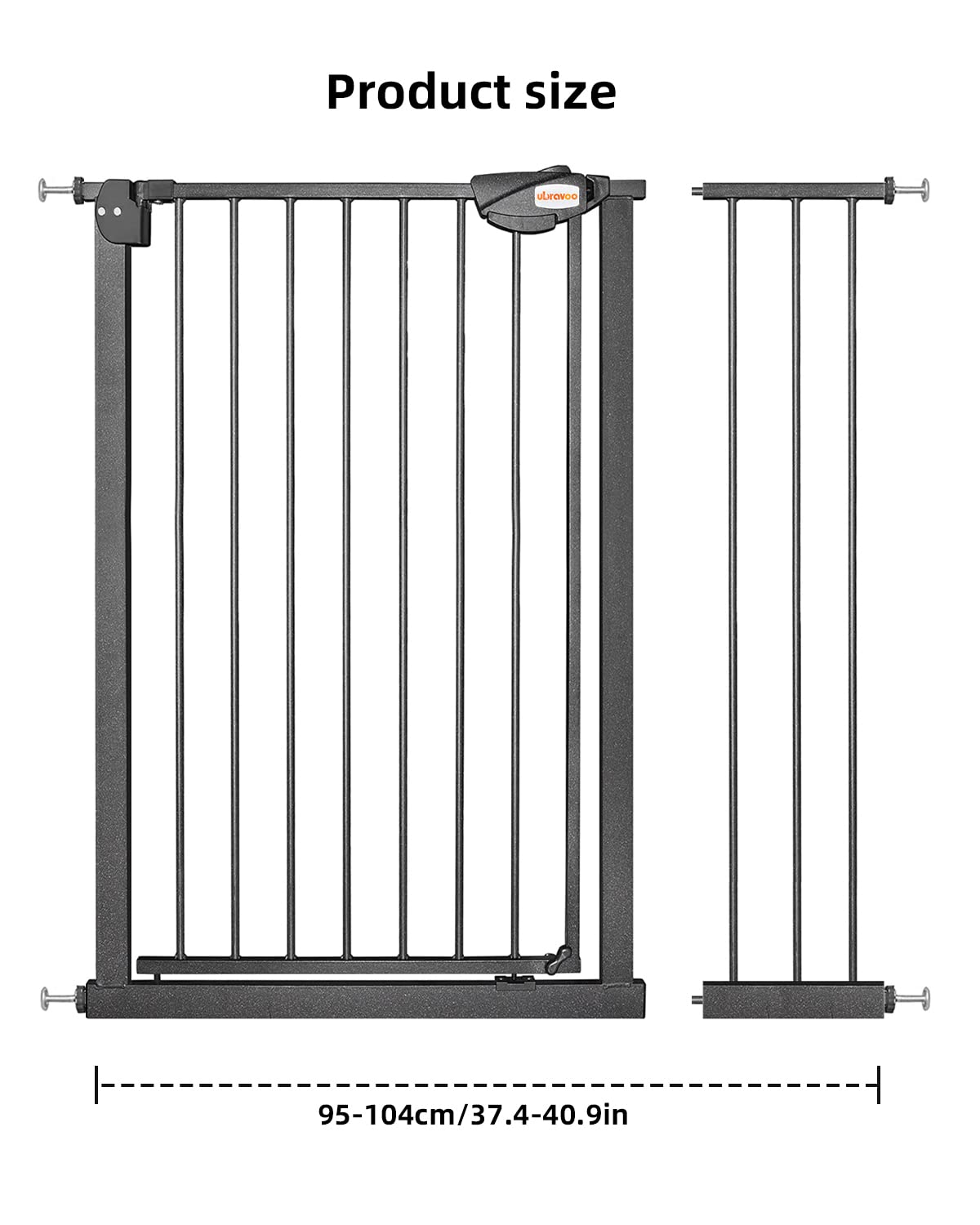 UBRAVOO Cancelletto per Bambini per Cani, Altezza 100 Cm Cancelletto di Sicurezza per Bambini 95-104 cm di Larghezza Chiusura Automatica Tripla Serratura Aperta Tenere Cancello per Scale
