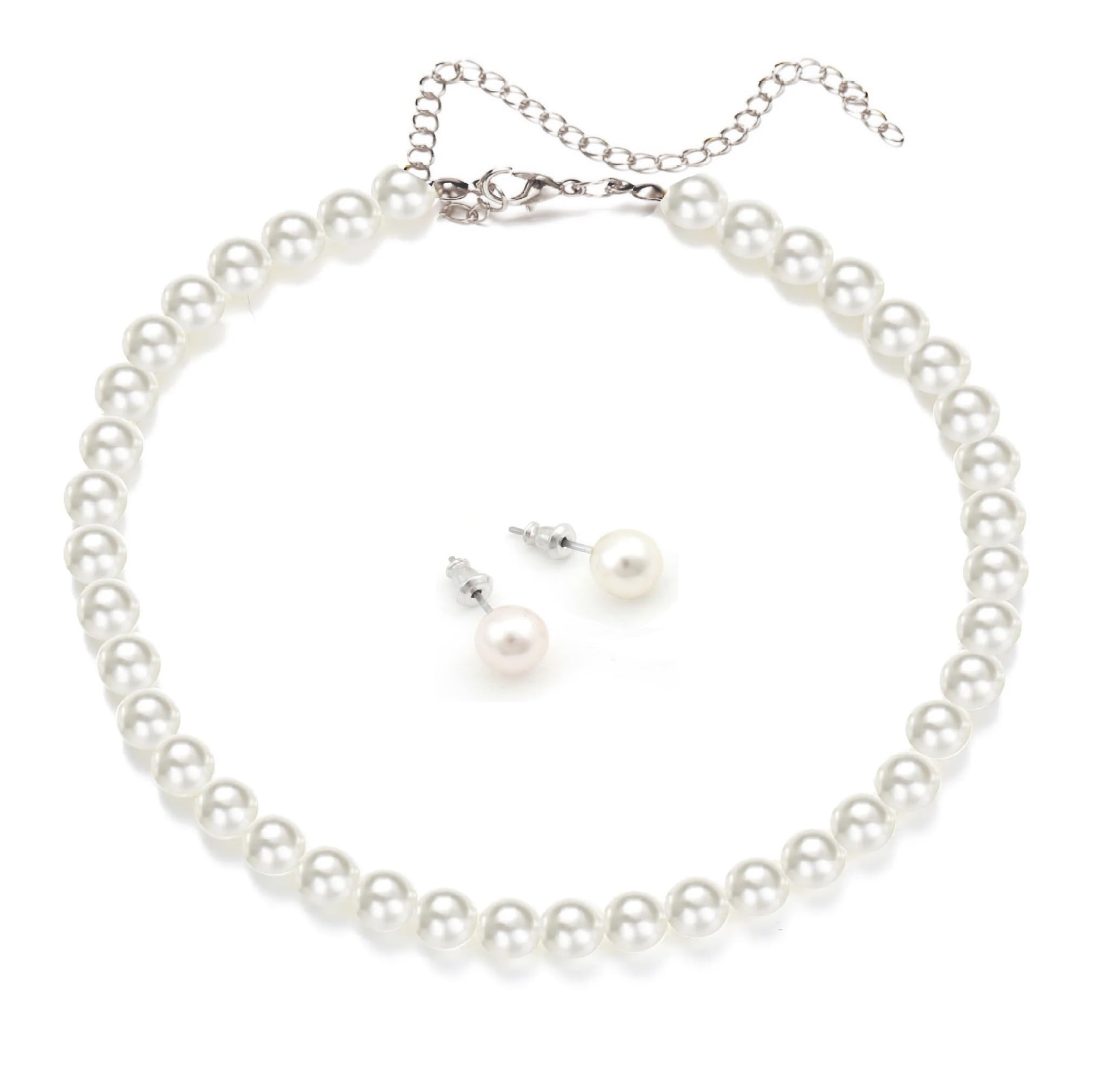 GIRISA choker necklace 8mm moti breads with matching pearl studs earrings for women (B0CTTVJGZQ) Amazon Price History, Amazon Price Tracker