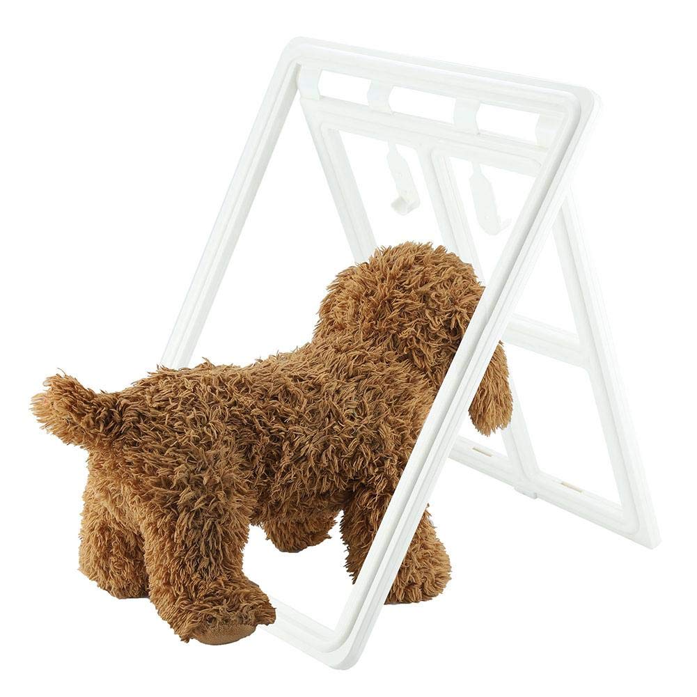 Porta per cani e animali domestici, in plastica, per cani, cuccioli e gatti, con chiusura magnetica, per finestra, cancello (XL bianco)