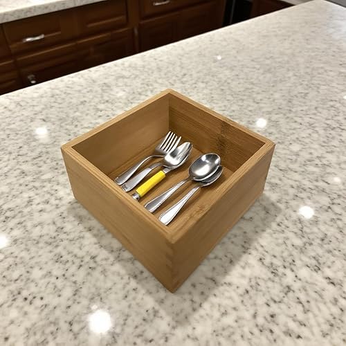 Miniatura 7 de Organizador de cajones de bambú, organizador de utensilios de cocina, suministros de oficina, organizador de escritorio, bandeja de cubiertos de