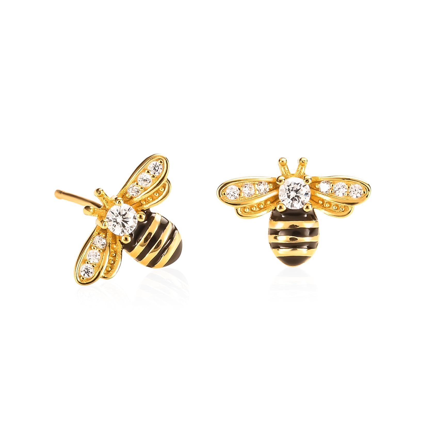 Namana Sterling Silver Bumble Bee Stud Earrings for Women, 925 Sterling Silver Bee Earrings for Women, Dainty Earrings in a Bumble Bee Design, Bee