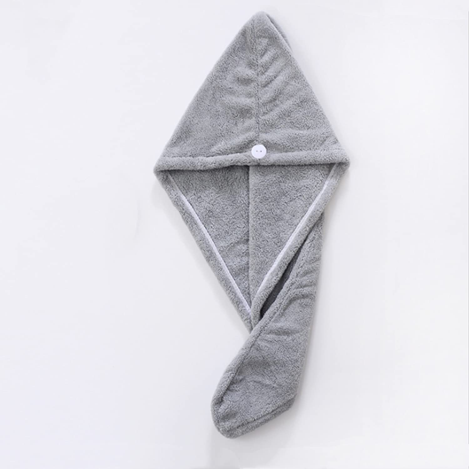 Soft Microfiber Hair Dry Cap, Super Absorbent Fast Dry Hair Caps，with Buttons for Drying Curly Long & Thick Hair （Gray）