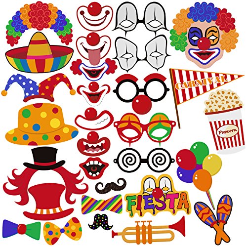 BESTOMZ Photo Booth Props for Birthday, Wedding, Carnival Party Props Favors - 47 Pieces