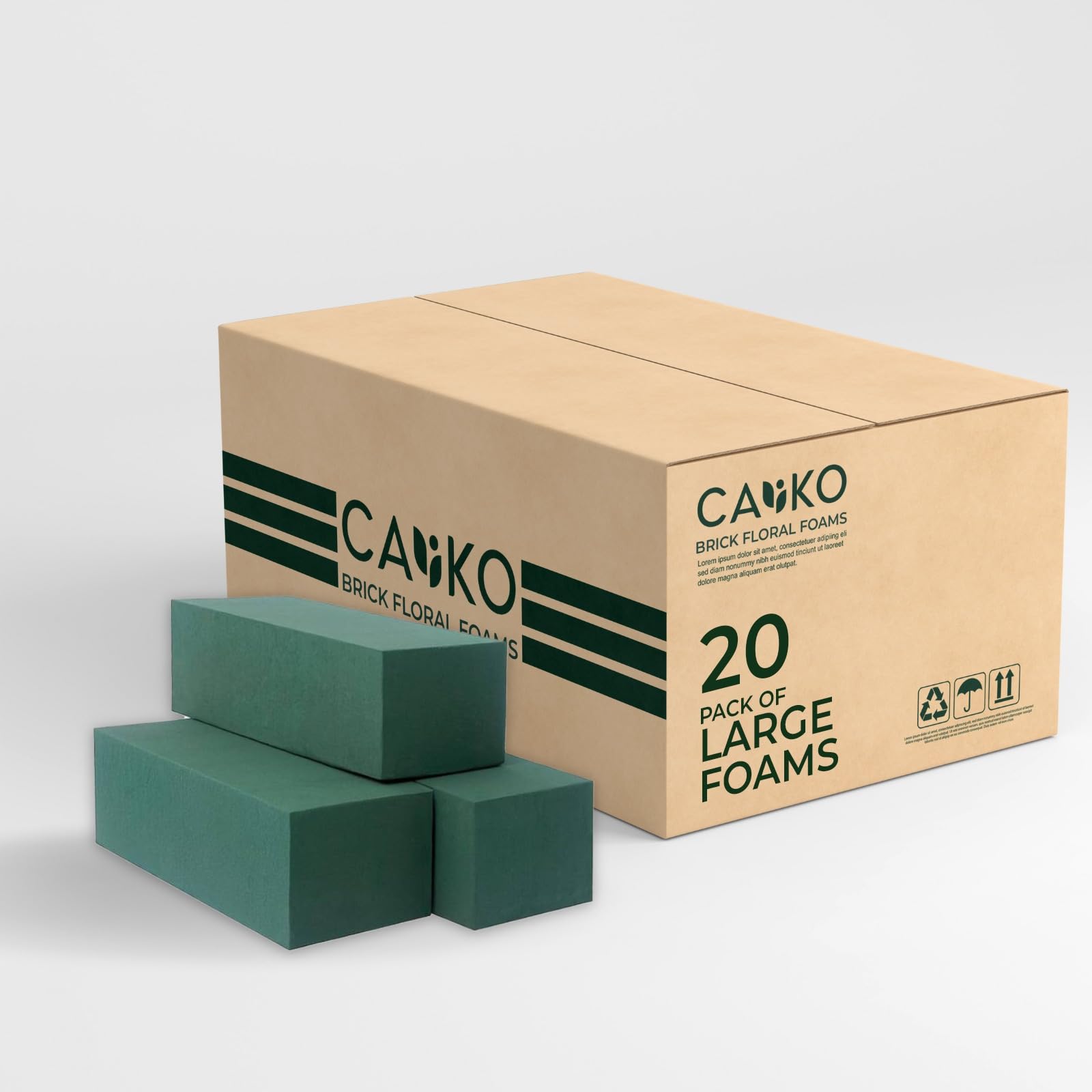 Caliko - 20x Wet Brick Floral Foam Block | 23x11x7cm Large Wet Florist Bricks for Fresh Flowers | Flower Foam Blocks for Wedding Aisle, Birthdays | Home Decoration Flower Arranging Accessories.