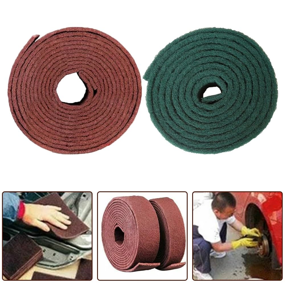 EasyByMall Rotolo di spugna abrasiva per pulizia della cucina, in nylon resistente per pentole, padelle, stufe, verde o rosso