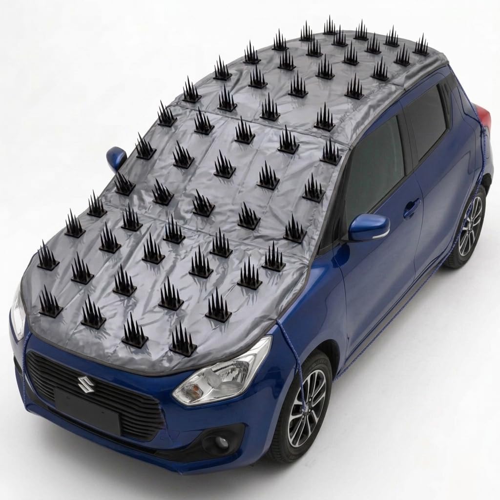 Premium Full Car Spike Cover 11.5ft x 5 Ft with 78 Spikes – Heavy Duty Anti-Scratch Cat Deterrent Mat | Weatherproof Dog, Monkey & Pet Repellent Guard | Car Bonnet, Windshield & Roof Protection Cover-picture-11