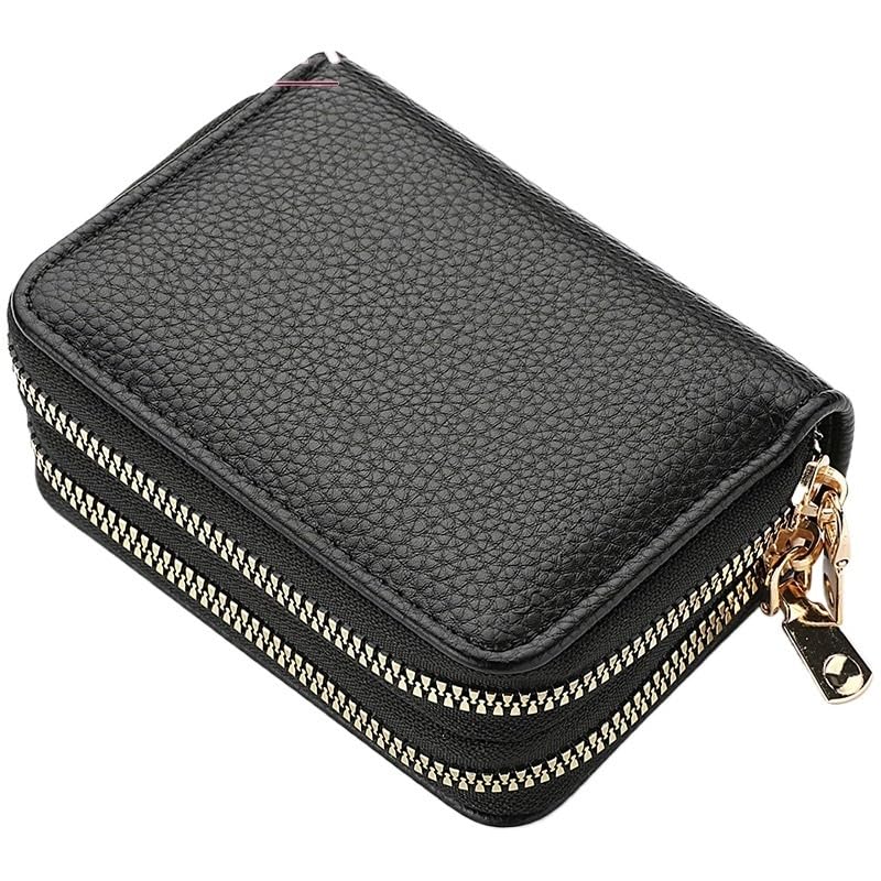 Double-Zipper Card Organizer - Textured Storage Wallet With Accents(#1)