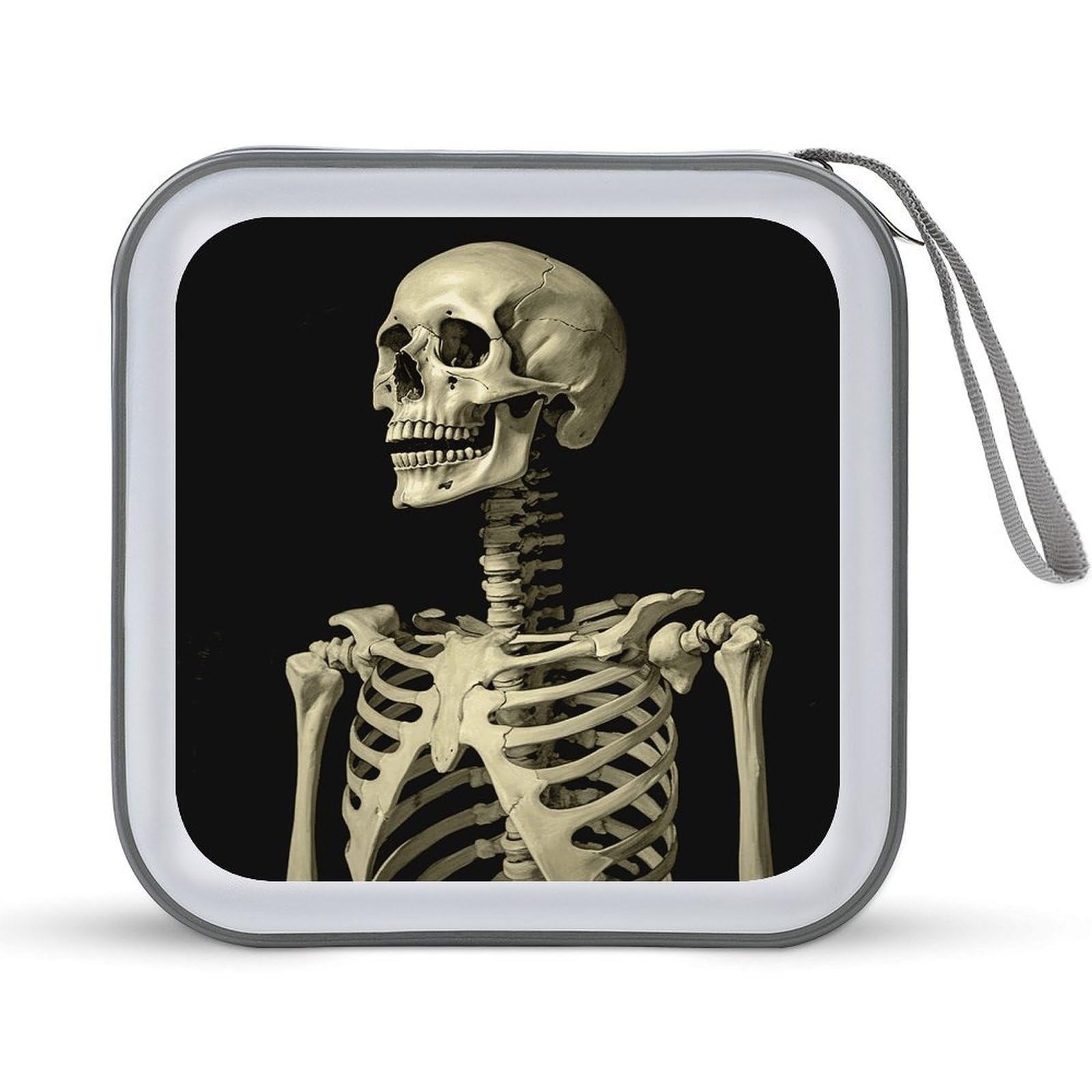 VstaDank A Skeleton CD Case with Hand Strap Lightweight DVD Wallet Holder 40 Capacity CD/DVD Case Wallet Protective CD Wallet CD/DVD Portable Storage Binder for Car Home Office