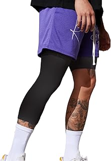Smatstyle Men's Leggings Compression Sports Trousers Single Leg 3/4 Base Layer Basketball Trousers Quick Dry Fitness Running