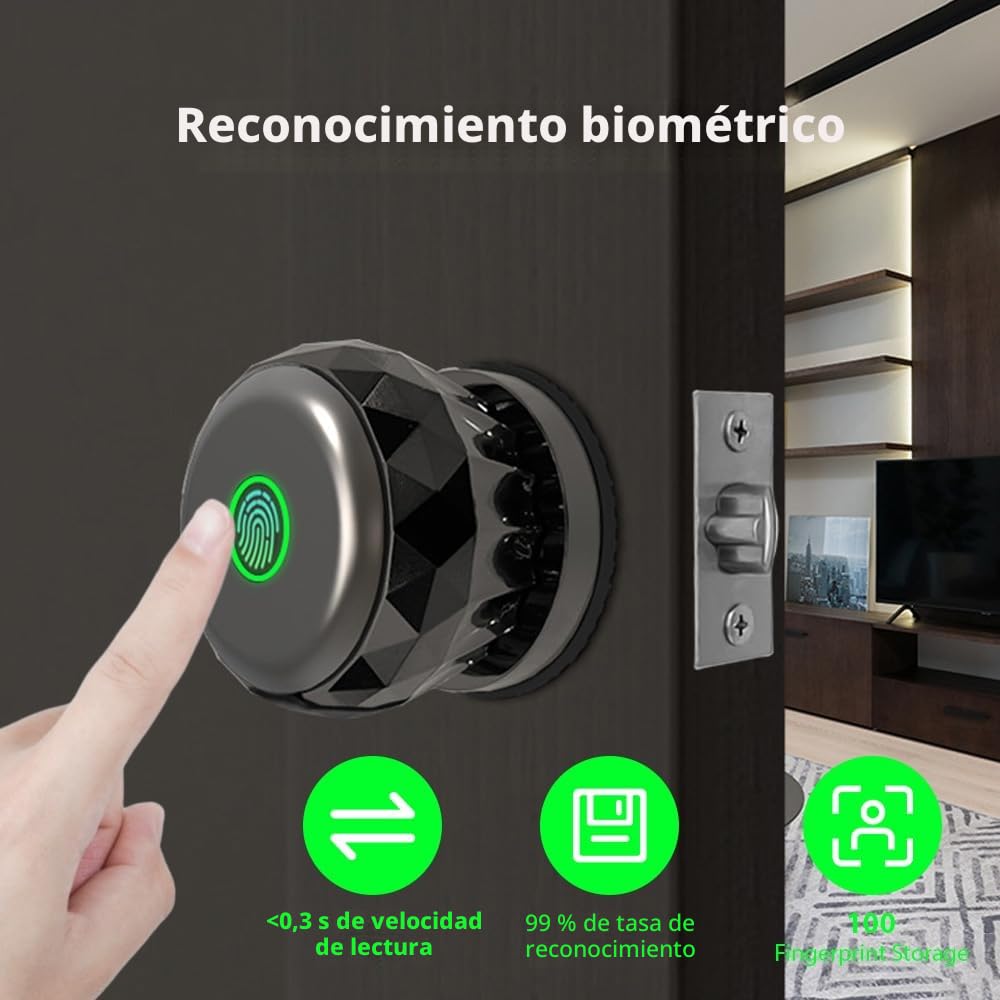 Smart Lock - Cerradura de puerta sin llave con mando a distancia de huellas dactilares, mando a distancia con aplicación TY, BT 3 en 1 con huella dactilar/llave/aplicación para 35 – 55 mm,