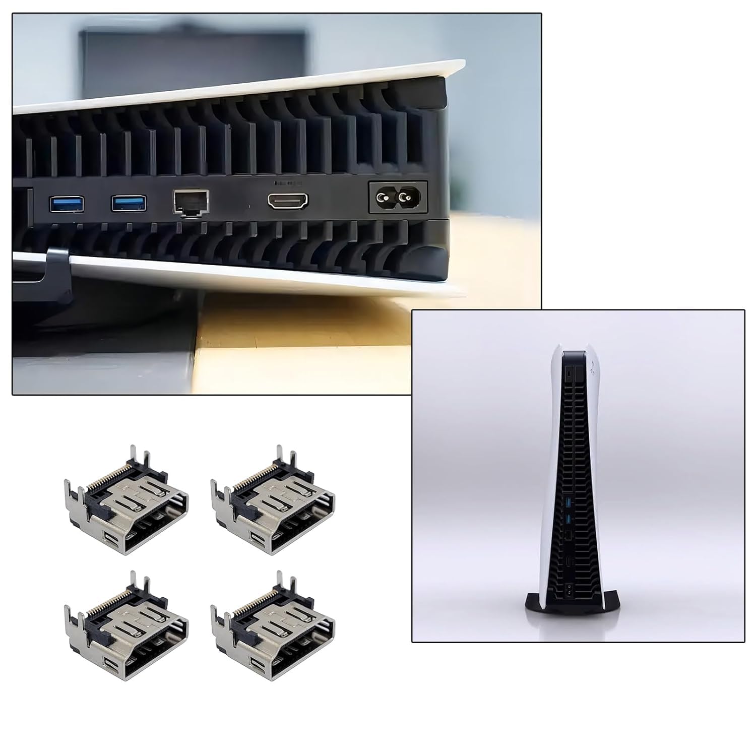 4x HDMI Port Socket Compatible with PlayStation 5 Socket Jack Interface Connector Replacement for PS5